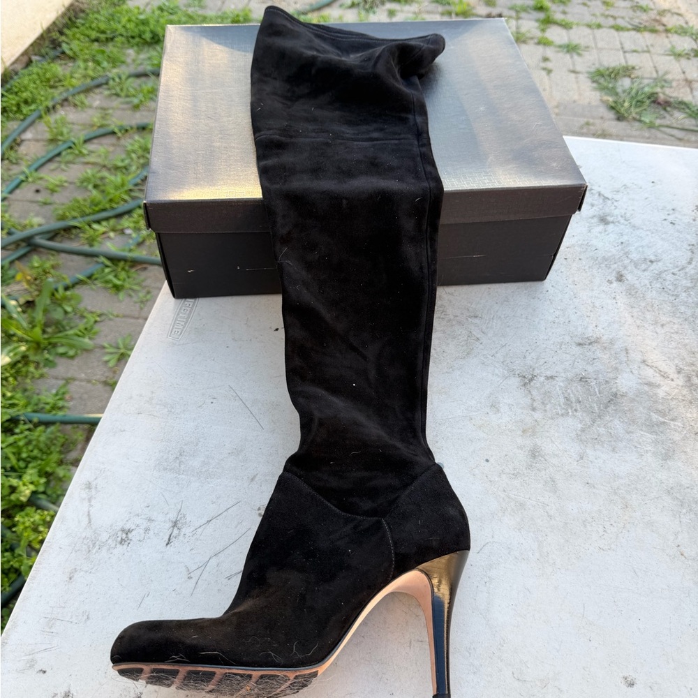 Cole Haan black suede Talia OTK boots with Nike air technology